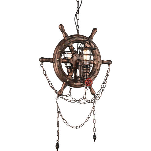 Manor 2 Light 17 inch Speckled copper Up Chandelier Ceiling Light