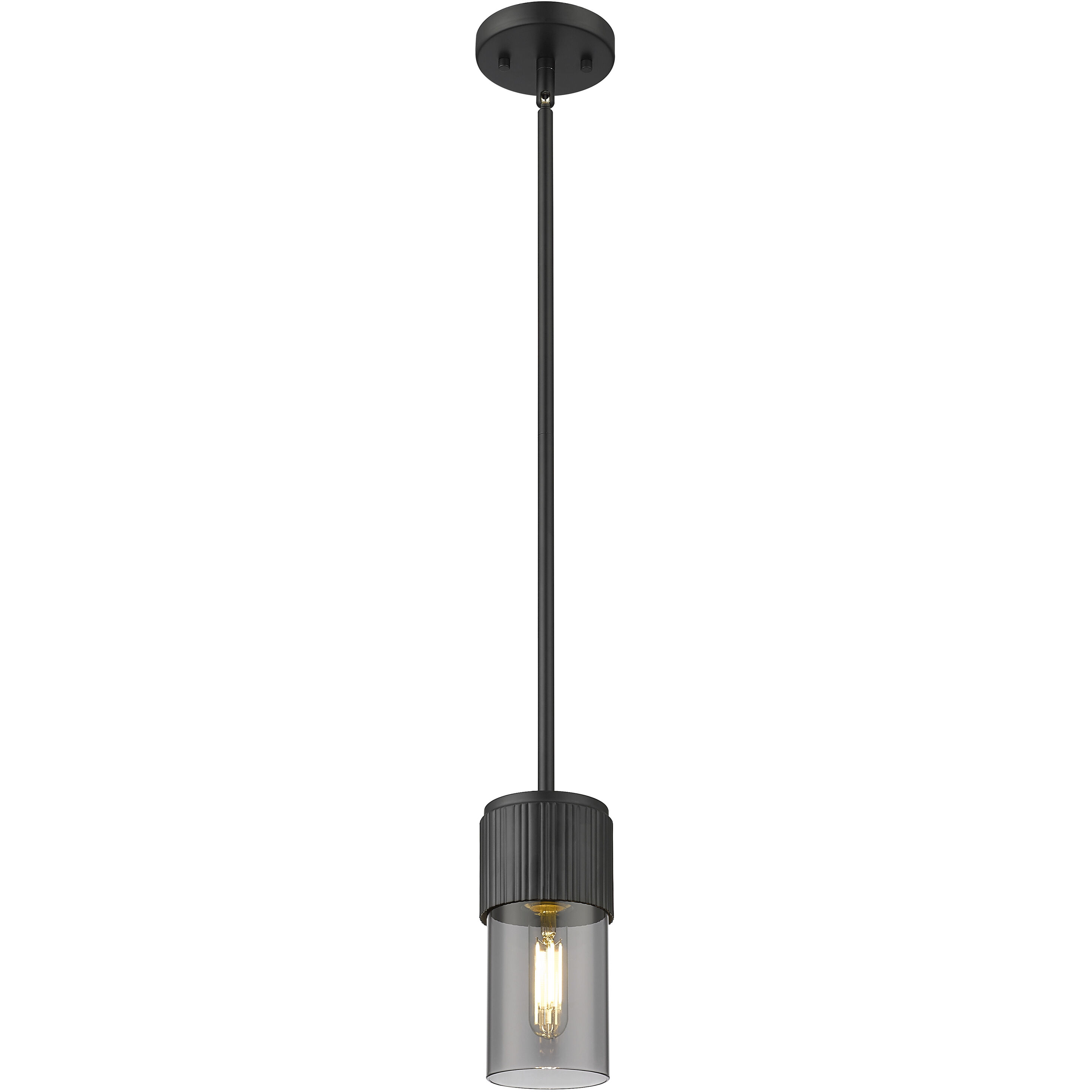 Bolivar 1 Light 4 inch Matte Black Pendant Ceiling Light in Plated Smoke Glass