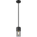 Bolivar 1 Light 4 inch Matte Black Pendant Ceiling Light in Plated Smoke Glass