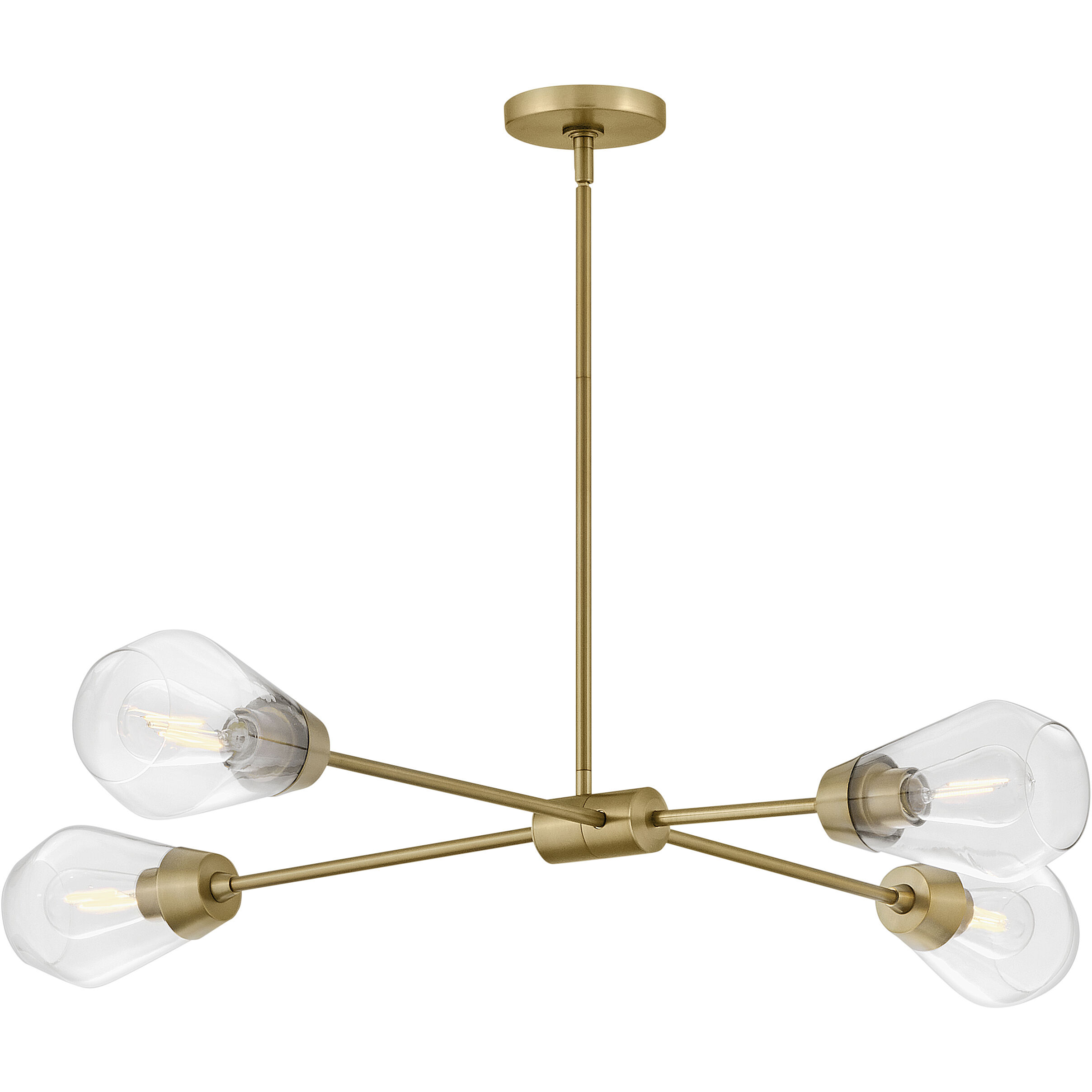 Livie 4 Light 44 inch Lacquered Brass Chandelier Ceiling Light