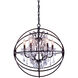 Geneva 6 Light 25 inch Dark Bronze Pendant Ceiling Light in Clear, Urban Classic