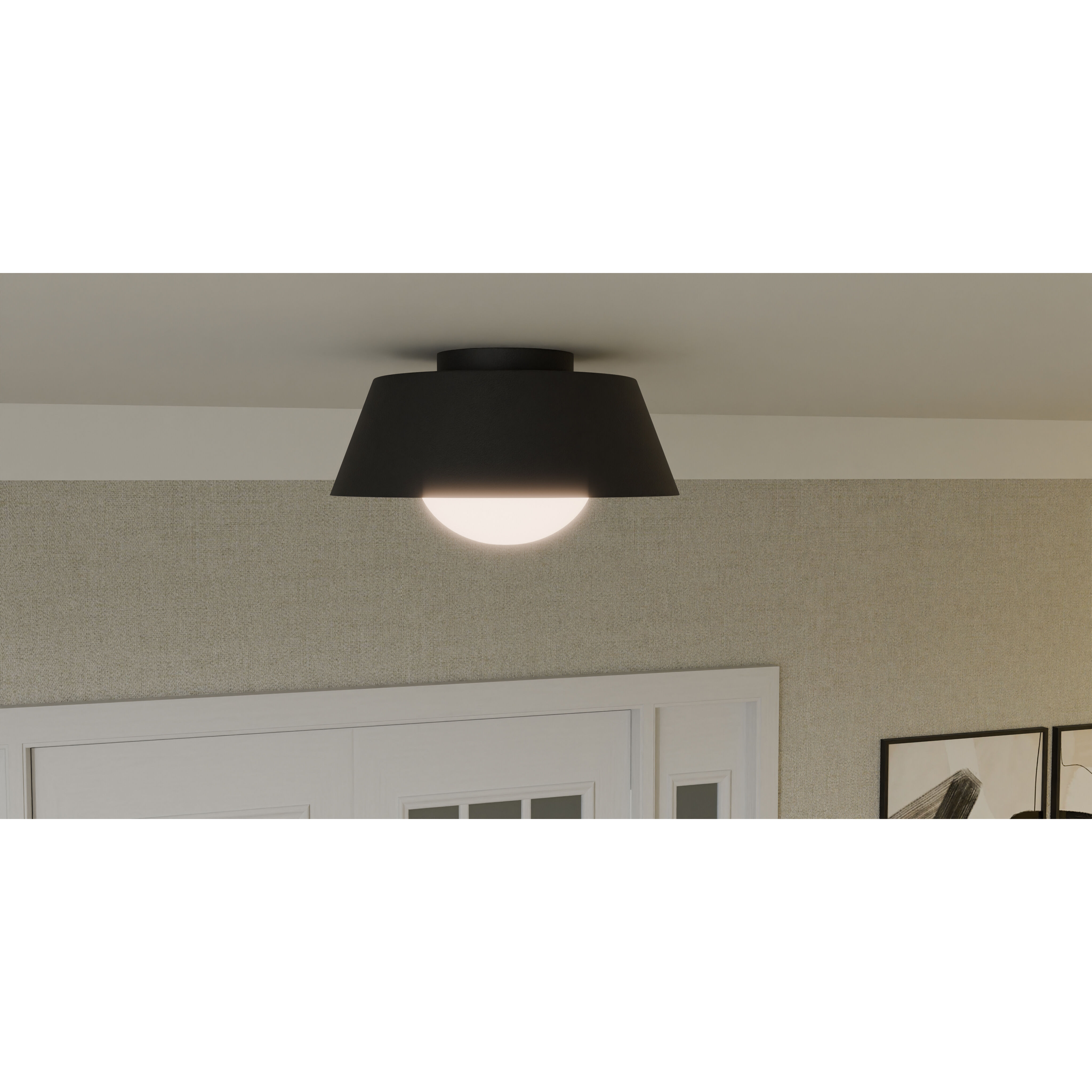 Damascus 1 Light 16 inch Matte Black Flush Mount Ceiling Light
