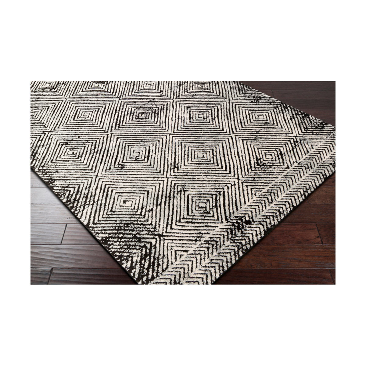 Dersim 108.27 X 78.74 inch White/Black/Light Gray Machine Woven Rug