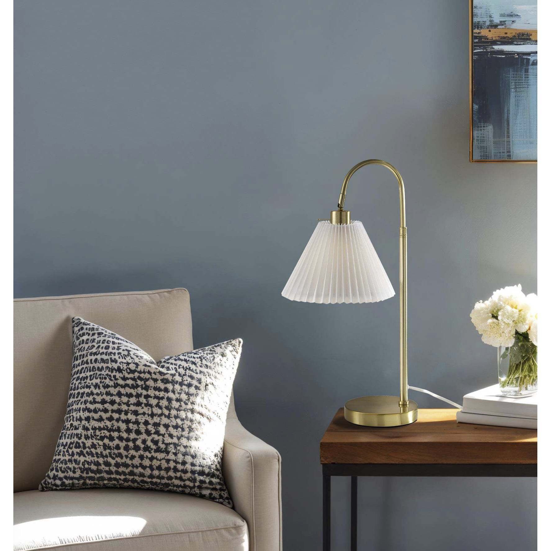 Thalia 25 inch 60.00 watt Antique Brass Table Lamp Portable Light, Simplee Adesso