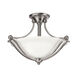Bolla 2 Light 19 inch Brushed Nickel Semi-Flush Mount Ceiling Light in Etched Opal
