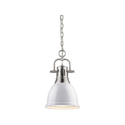 Duncan 1 Light 9 inch Pewter Mini Pendant Ceiling Light in White, Small