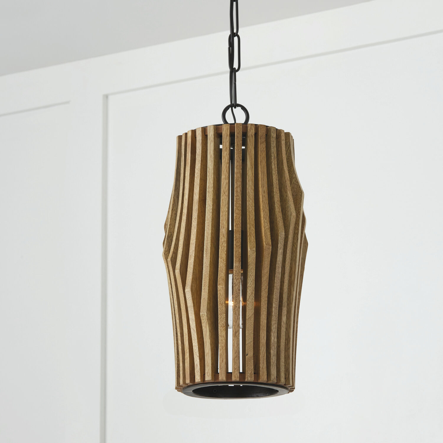 Archer 1 Light 8.75 inch Light Wood and Matte Black Pendant Ceiling Light