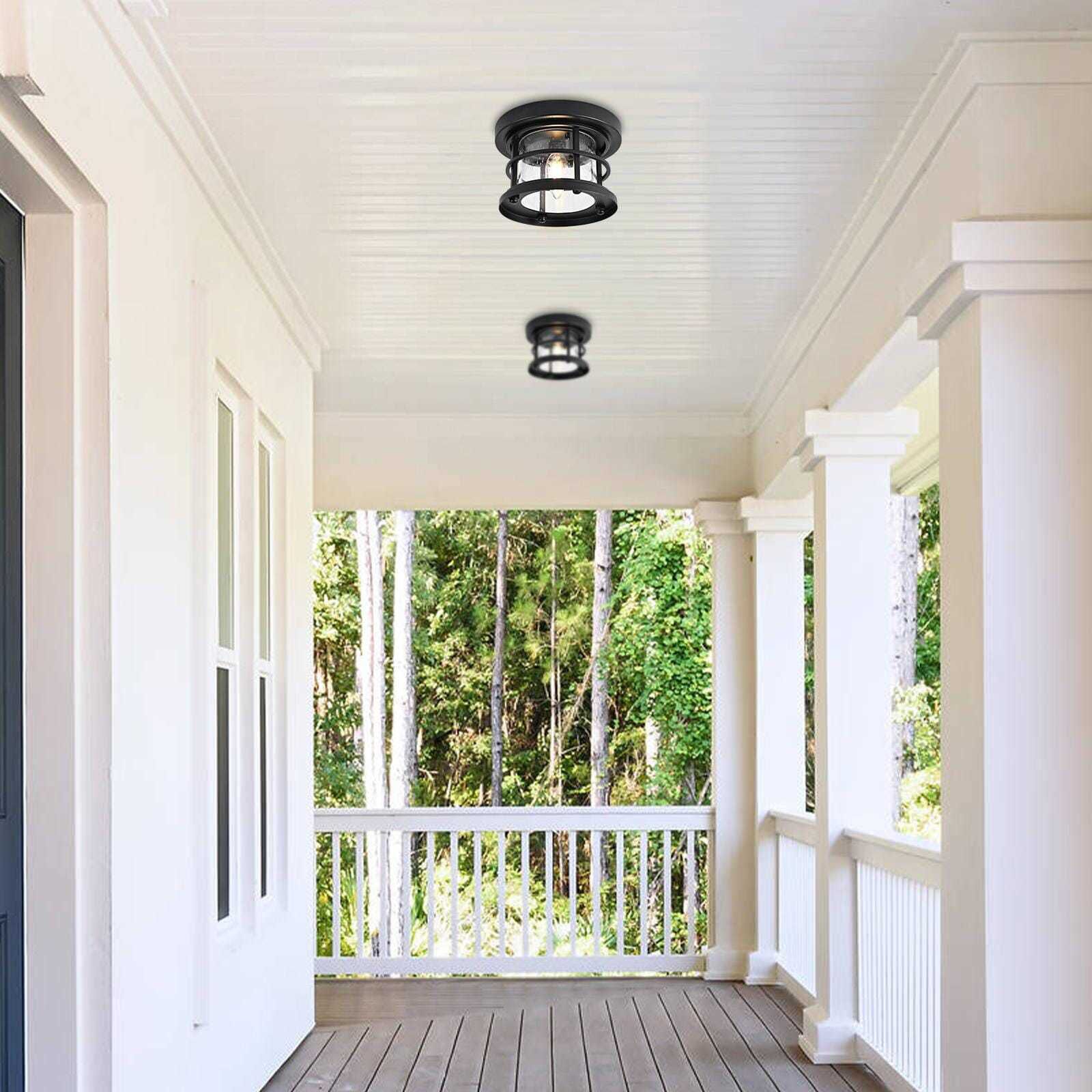 Carla 1 Light 8 inch Black Outdoor Flush Mount