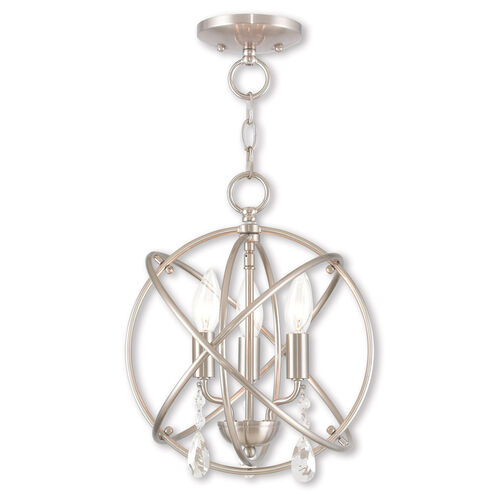 Aria 3 Light 12 inch Brushed Nickel Convertible Mini Chandelier/Ceiling Mount Ceiling Light