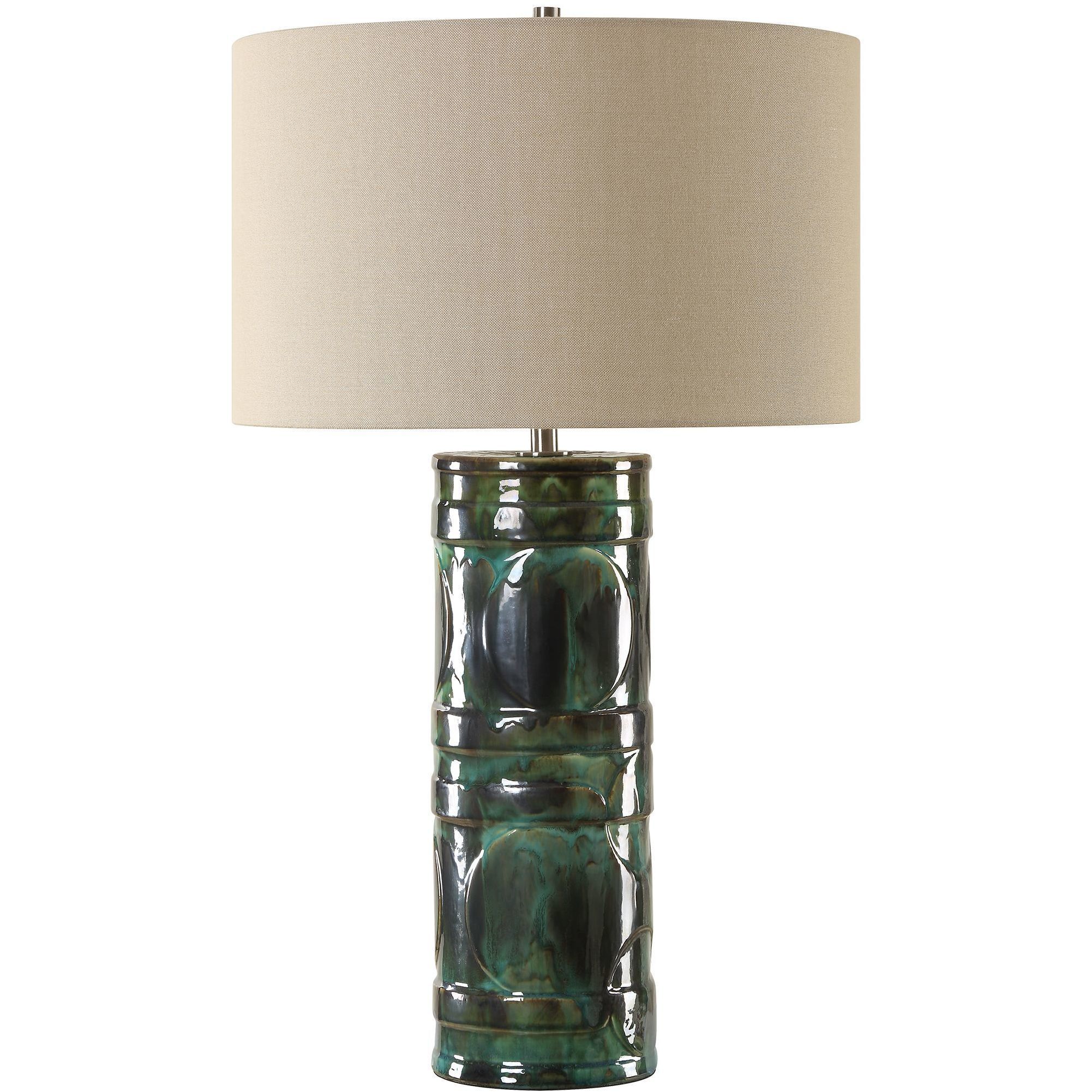 Loch 28.25 inch 150.00 watt Peacock Green And Slate Glaze and Brushed Nickel Table Lamp Portable Light