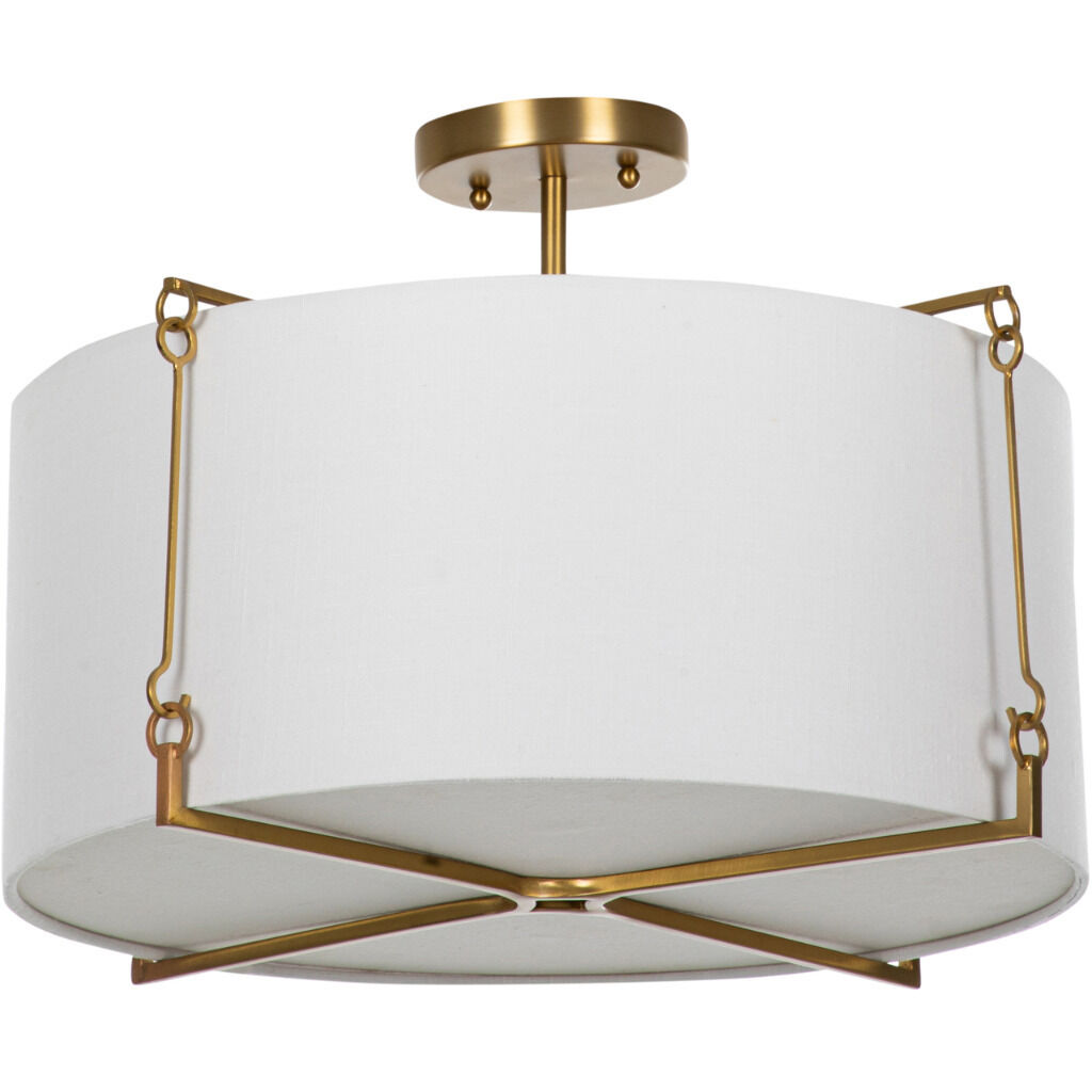Theresa 2 Light 19.5 inch Brass Semi-Flush Mount Ceiling Light