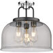 Kahana 3 Light 15 inch Black Polished Chrome Semi-Flush Mount Ceiling Light in Plated Smoke Glass