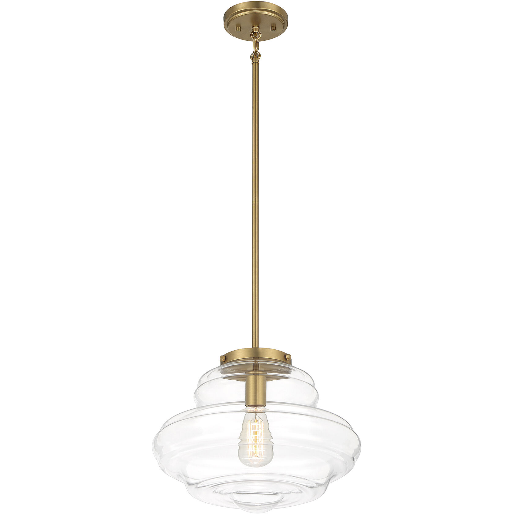 Vintage 1 Light 15 inch Natural Brass Pendant Ceiling Light