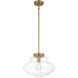 Vintage 1 Light 15 inch Natural Brass Pendant Ceiling Light
