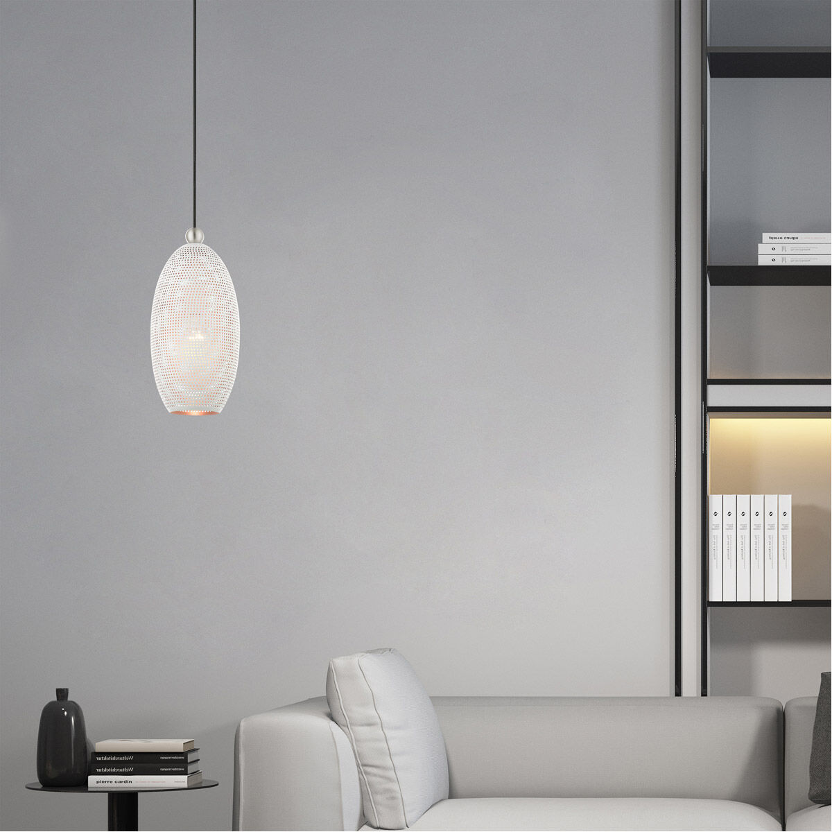 Dublin 1 Light 7 inch White with Brushed Nickel Accents Pendant Ceiling Light