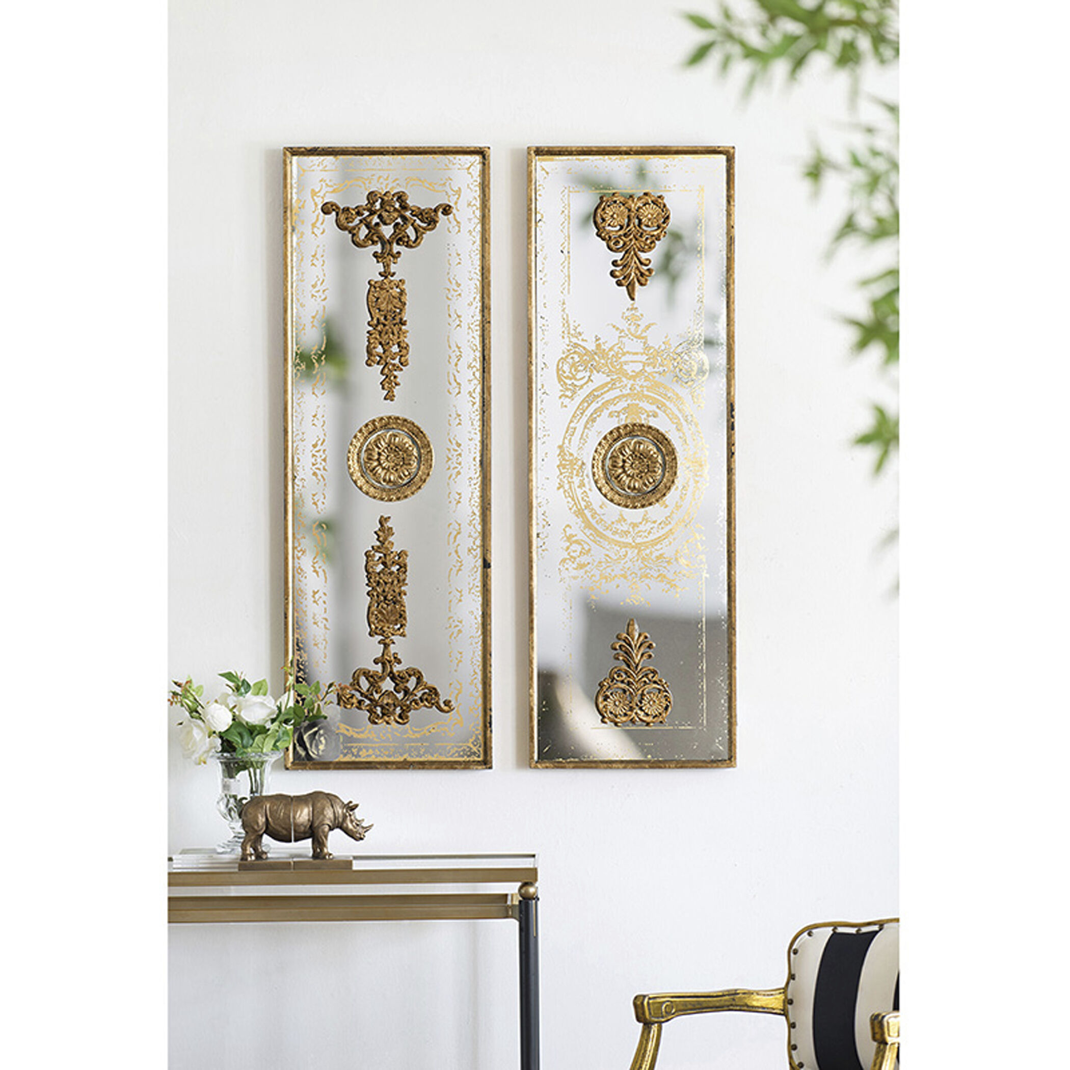 Doorways Bronze and Mirrored Wall Art, Set of 2