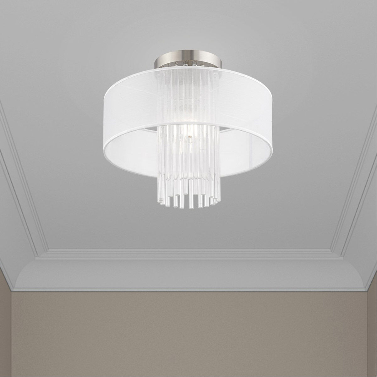 Alexis 1 Light 15 inch Brushed Nickel Semi-Flush Mount Ceiling Light