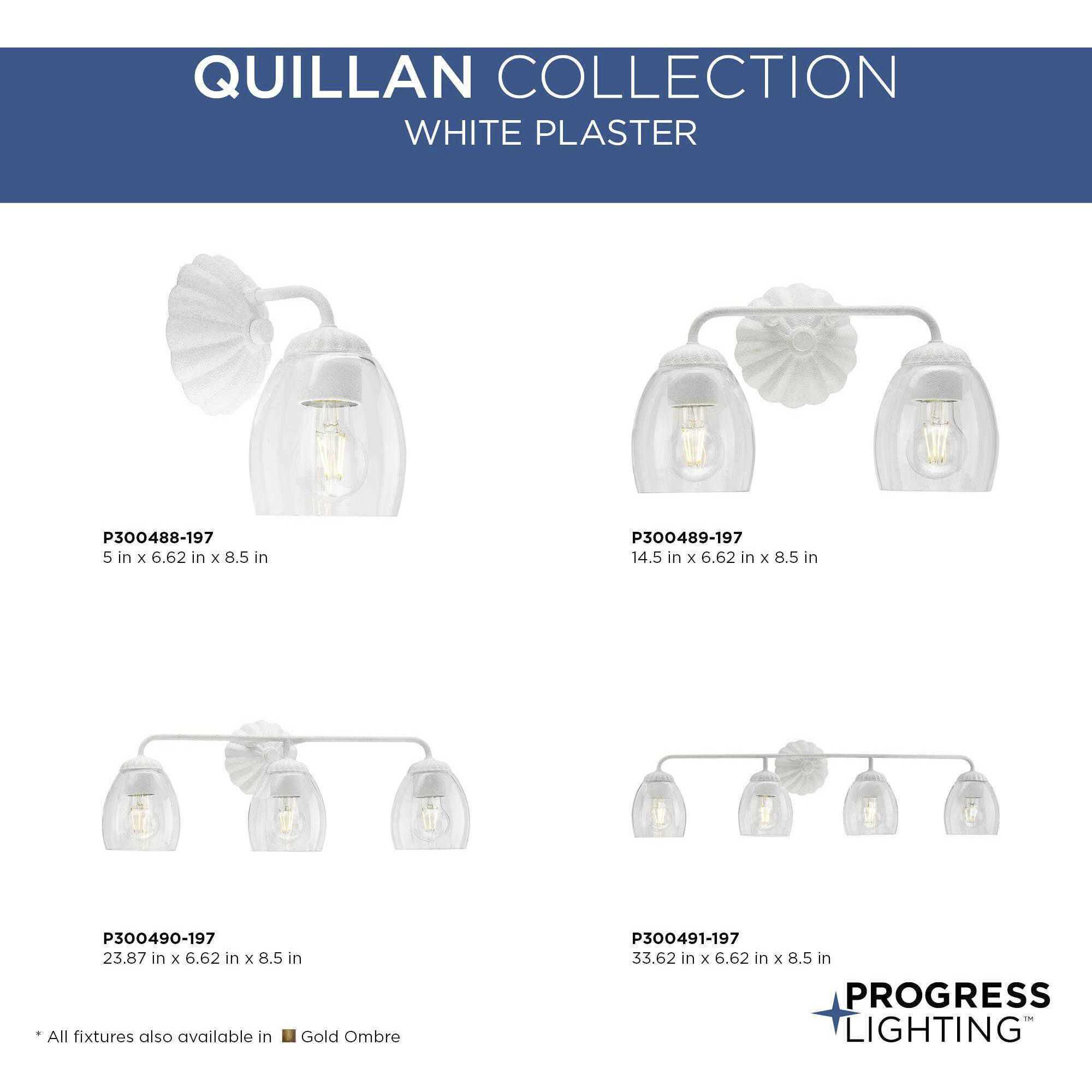 Quillan 3 Light 23.87 inch White Plaster Bathroom Vanity Light Wall Light