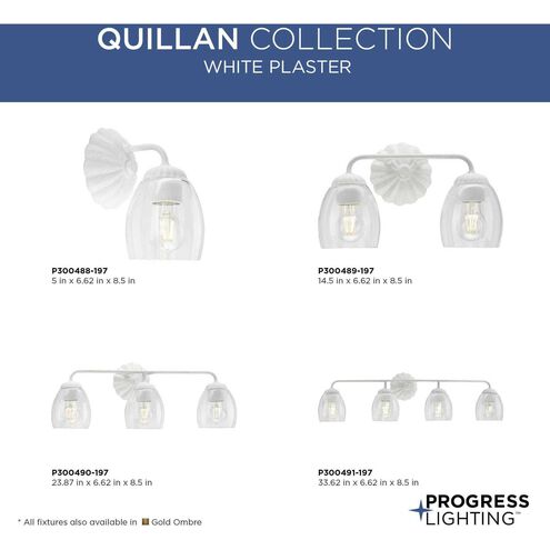 Quillan 3 Light 23.87 inch White Plaster Bathroom Vanity Light Wall Light