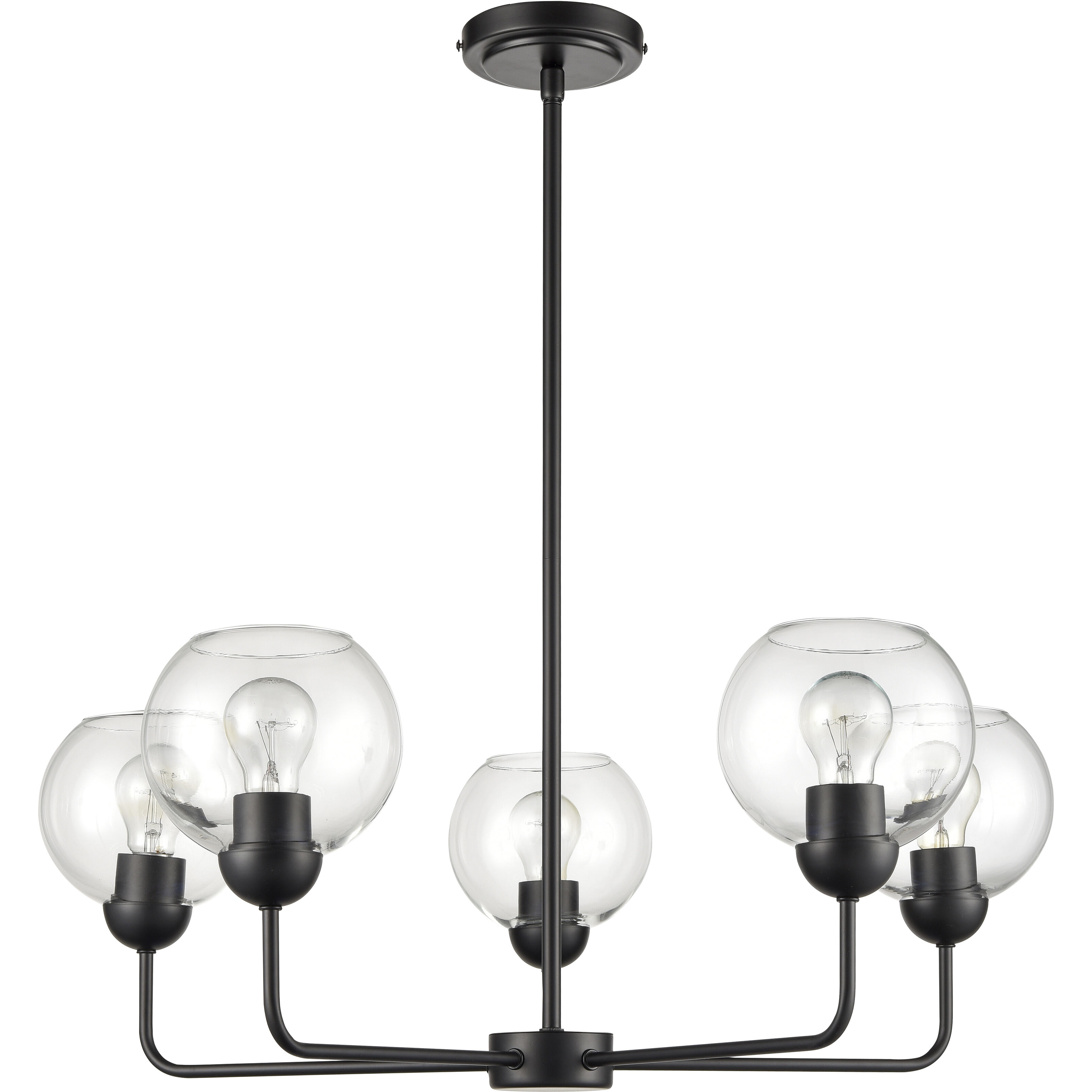 Boman 5 Light 28 inch Matte Black Chandelier Ceiling Light