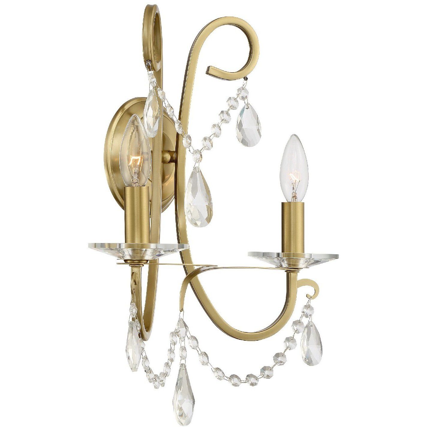 Othello Bath Wall Light in Clear Swarovski Strass, Vibrant Gold