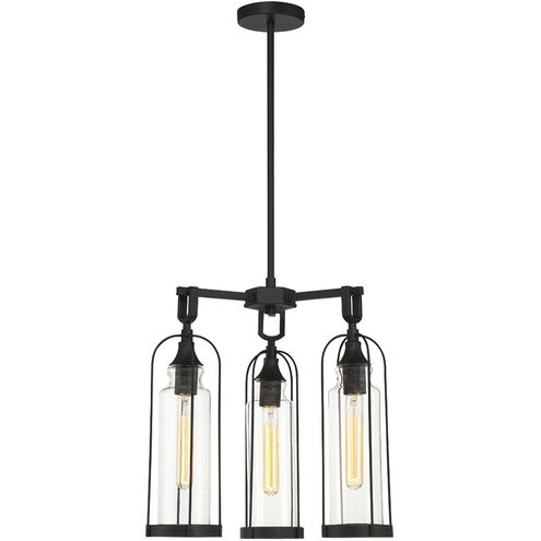 Yasmin 3 Light 18 inch Satin Black Outdoor Chandelier