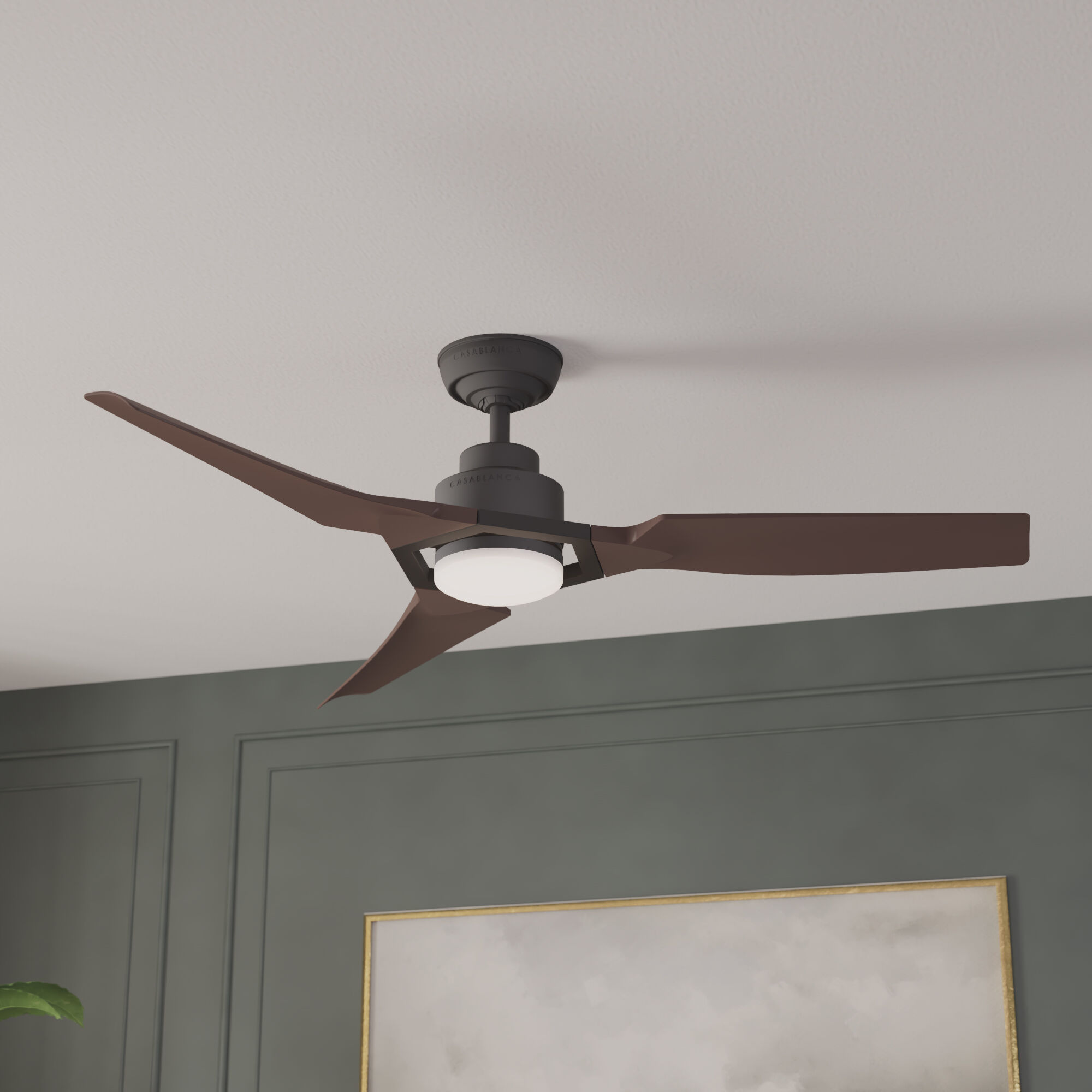 Eula 52 inch Matte Black with Chestnut Blades Outdoor Ceiling Fan