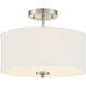 Modern 2 Light 13 inch Brushed Nickel Semi-Flush Ceiling Light