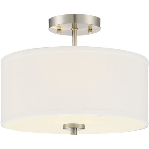 Modern 2 Light 13 inch Brushed Nickel Semi-Flush Ceiling Light