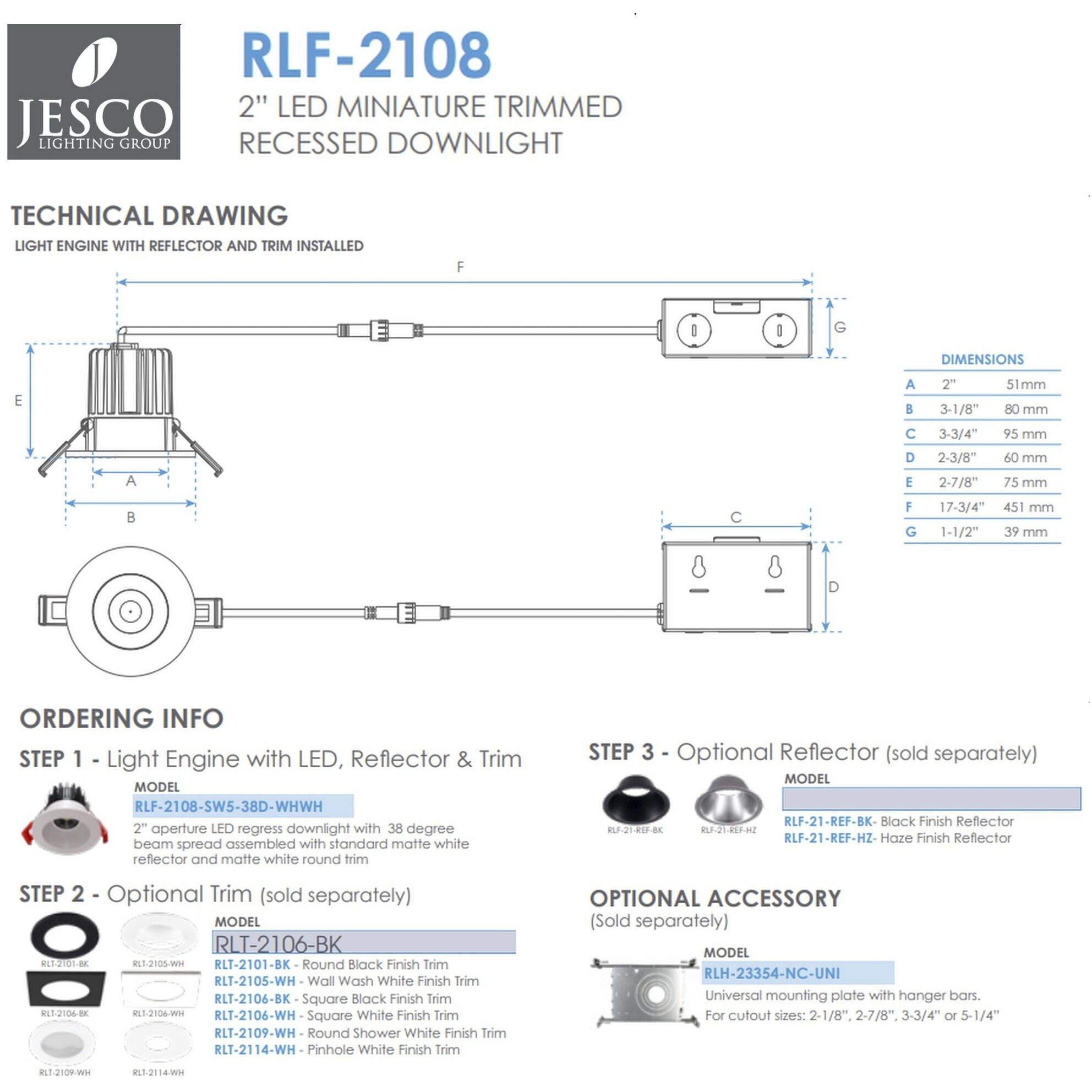 Miniature White Downlight, Trimmed Recessed