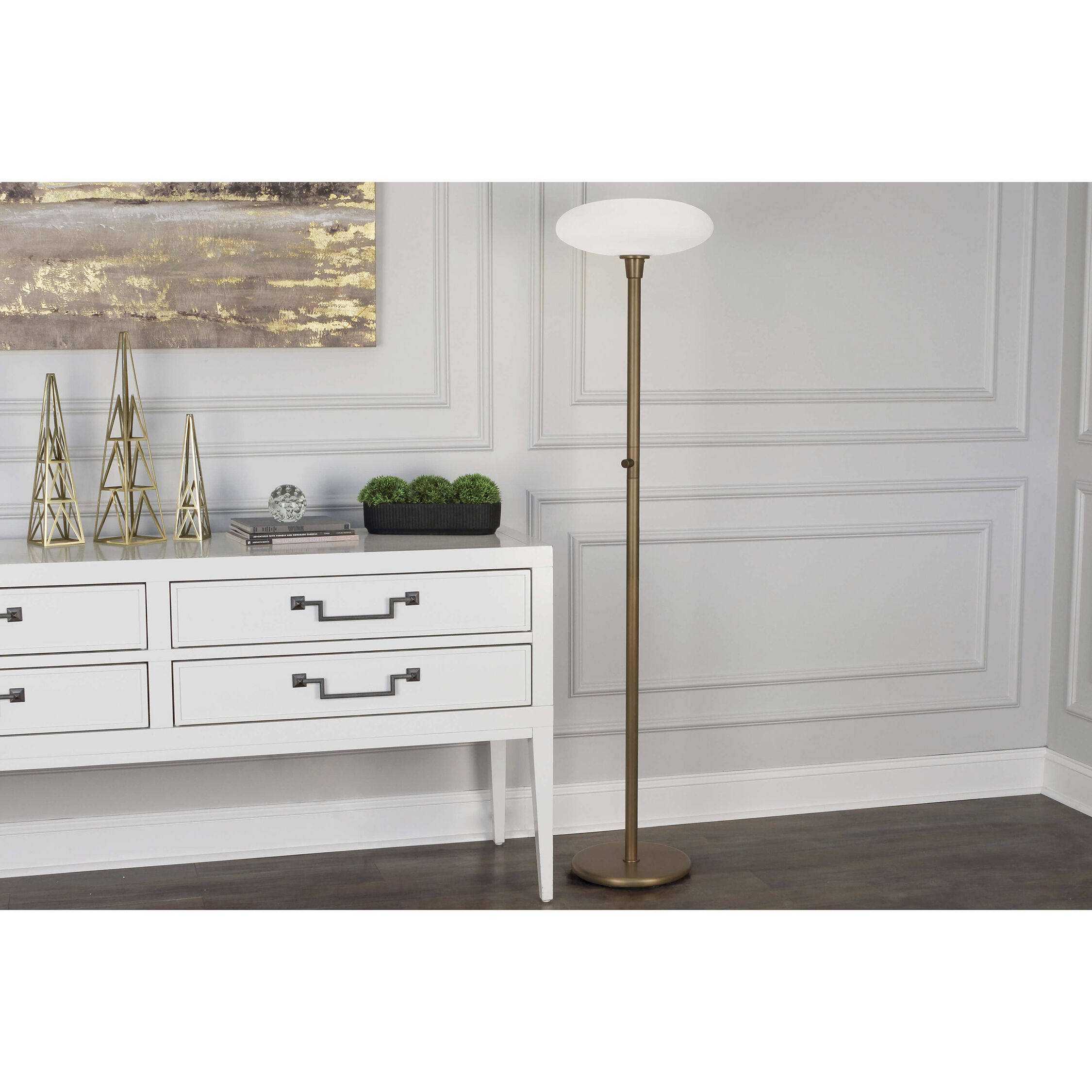 Rico Espinet Ovo 66 inch 150 watt Aged Brass Torchiere Portable Light