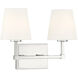 Contemporary 2 Light 15 inch Polished Nickel Bathroom Vanity Light Wall Light
