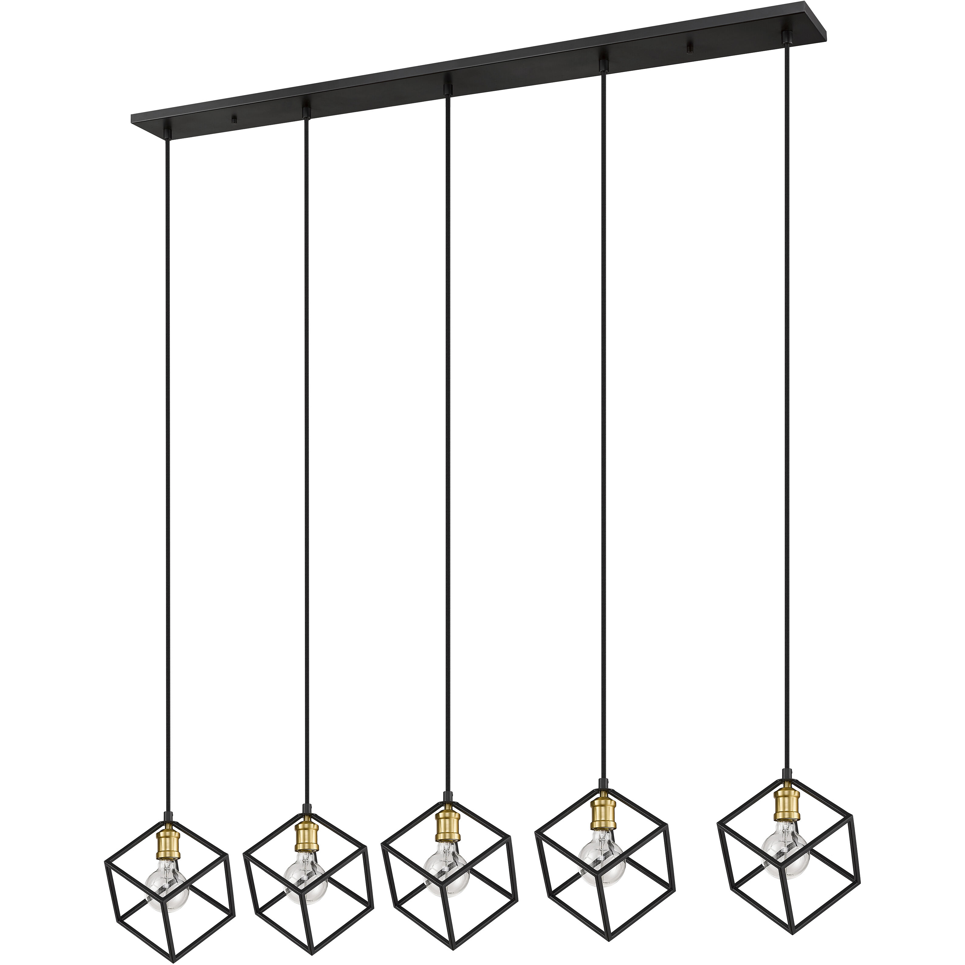 Vertical 5 Light 54 inch Bronze and Olde Brass Linear Chandelier Ceiling Light