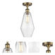 Ballston Cindyrella 1 Light 7 inch Brushed Brass Semi-Flush Mount Ceiling Light in Seedy Glass
