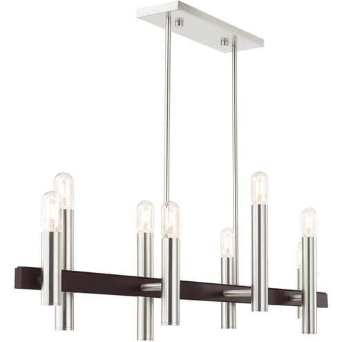 Helsinki 8 Light 10 inch Brushed Nickel with Bronze Accents Chandelier Ceiling Light
