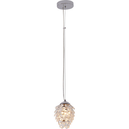 Canada 1 Light 6 inch Clear Single Pendant Lighting Ceiling Light, Pineapple Shape, Chrome Metal