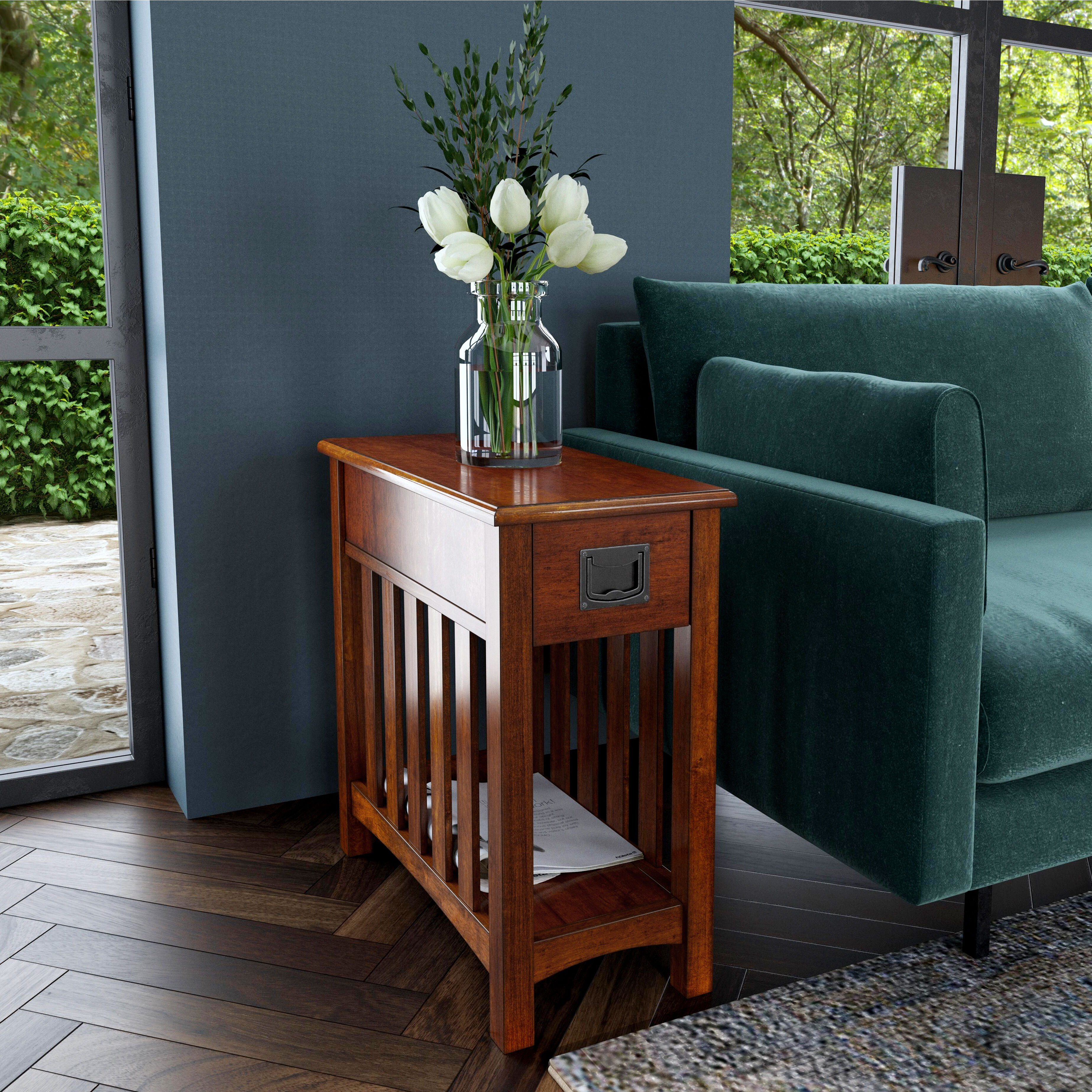 Larina One- Drawer Shaker Side Table in Light Brown