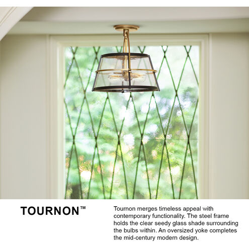 Tournon 15 inch Heritage Brass with Polished White Indoor Semi-Flush Mount Ceiling Light