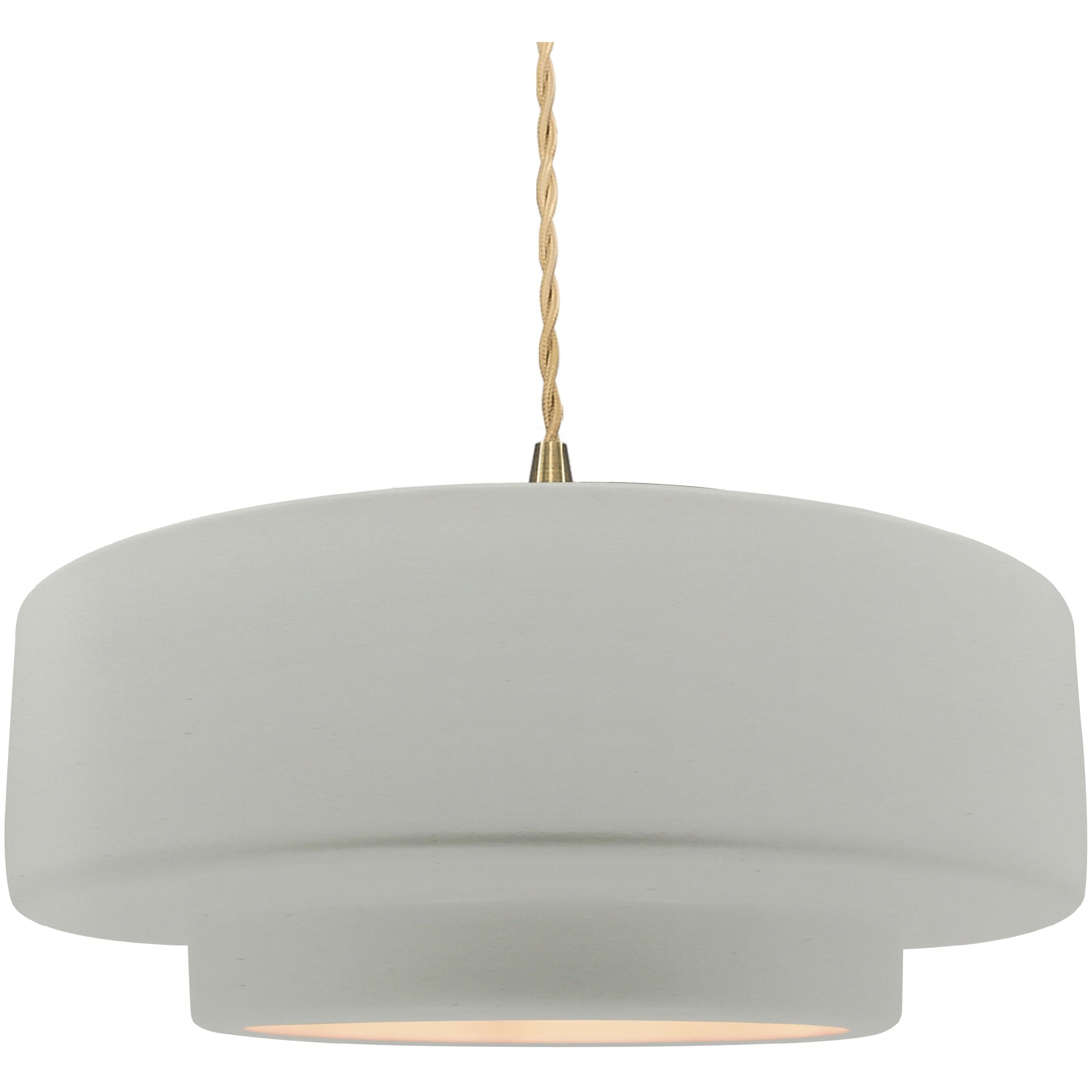 Radiance Collection - Tier Pendant Ceiling Light in Brushed Brass, Dedicated LED, Beige Twist Cord, Matte White, 16.25W x 6H, Form+Finish+Function