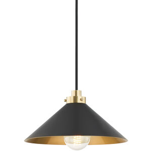 Clivedon 1 Light 12 inch Aged Brass and Distressed Bronze Pendant Ceiling Light
