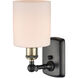 Ballston Cobbleskill LED 5 inch Black Antique Brass Sconce Wall Light in Matte White Glass, Ballston