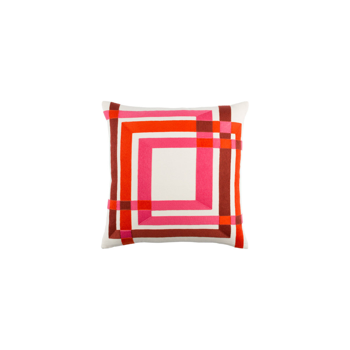 Color Form 20 X 20 inch Cream and Bright Pink Throw Pillow