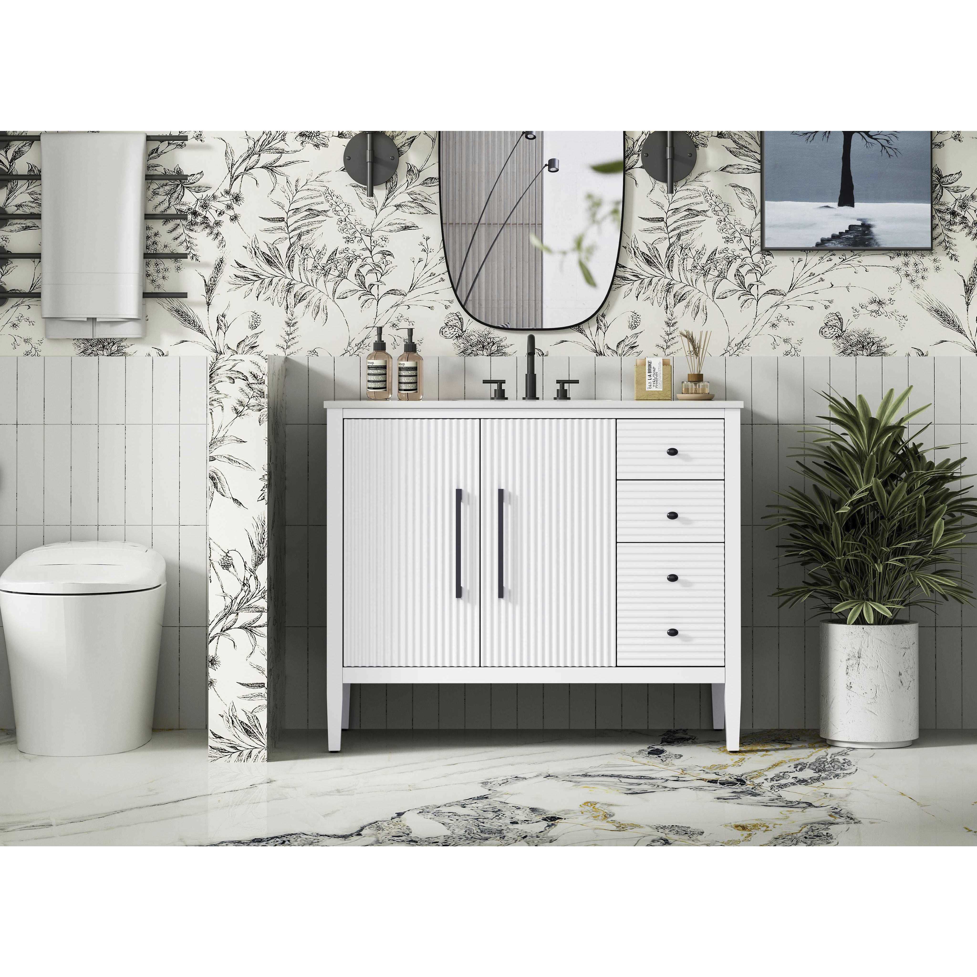 Blakely 42 X 34 inch White Bathroom Vanity Cabinet