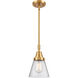 Franklin Restoration Small Cone 1 Light 6 inch Satin Gold Mini Pendant Ceiling Light in Seedy Glass
