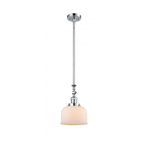 Franklin Restoration Large Bell LED 8 inch Polished Chrome Mini Pendant Ceiling Light in Matte White Glass, Franklin Restoration