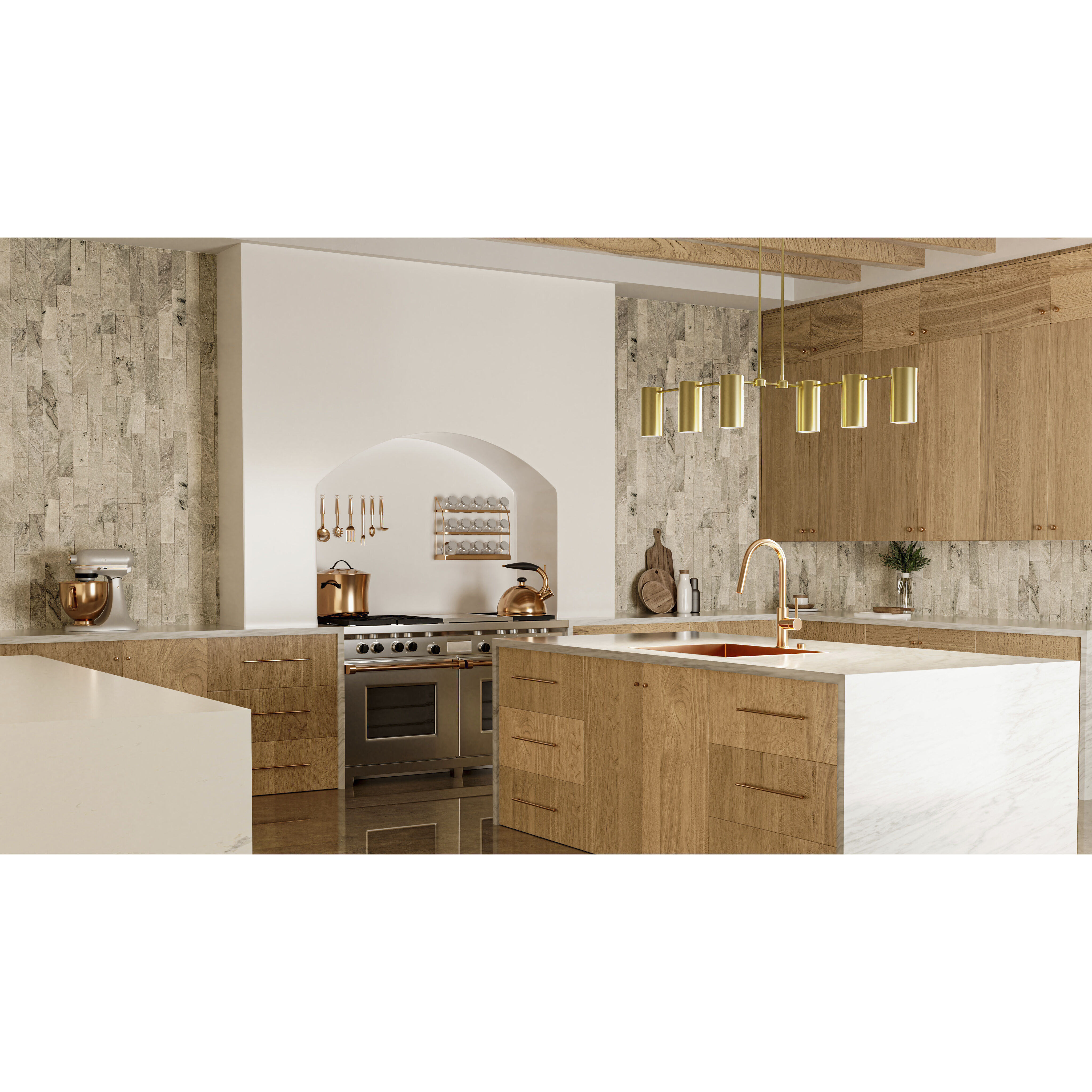 Foreland 6 Light 50 inch Brushed Gold Linear Chandelier Ceiling Light, Large