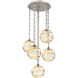 Terra 5 Light 23 inch Beige Silver Multi-Pendant Ceiling Light in Amber Optic, Oval Chain