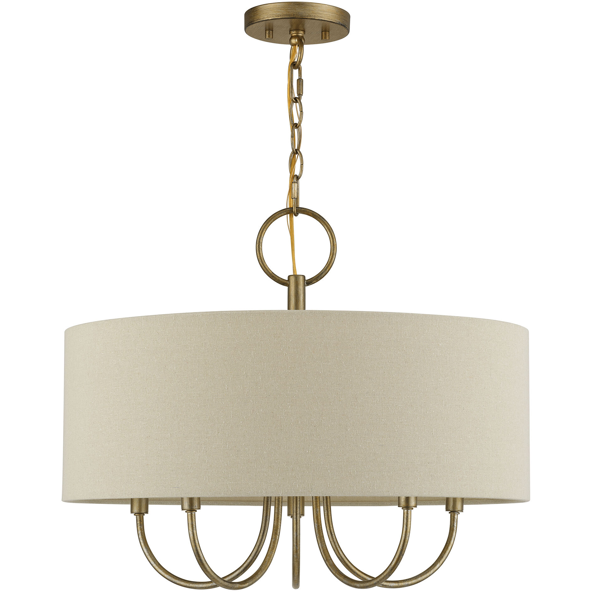 Bellingham 5 Light 22 inch Antique Gold Leaf Pendant Chandelier Ceiling Light