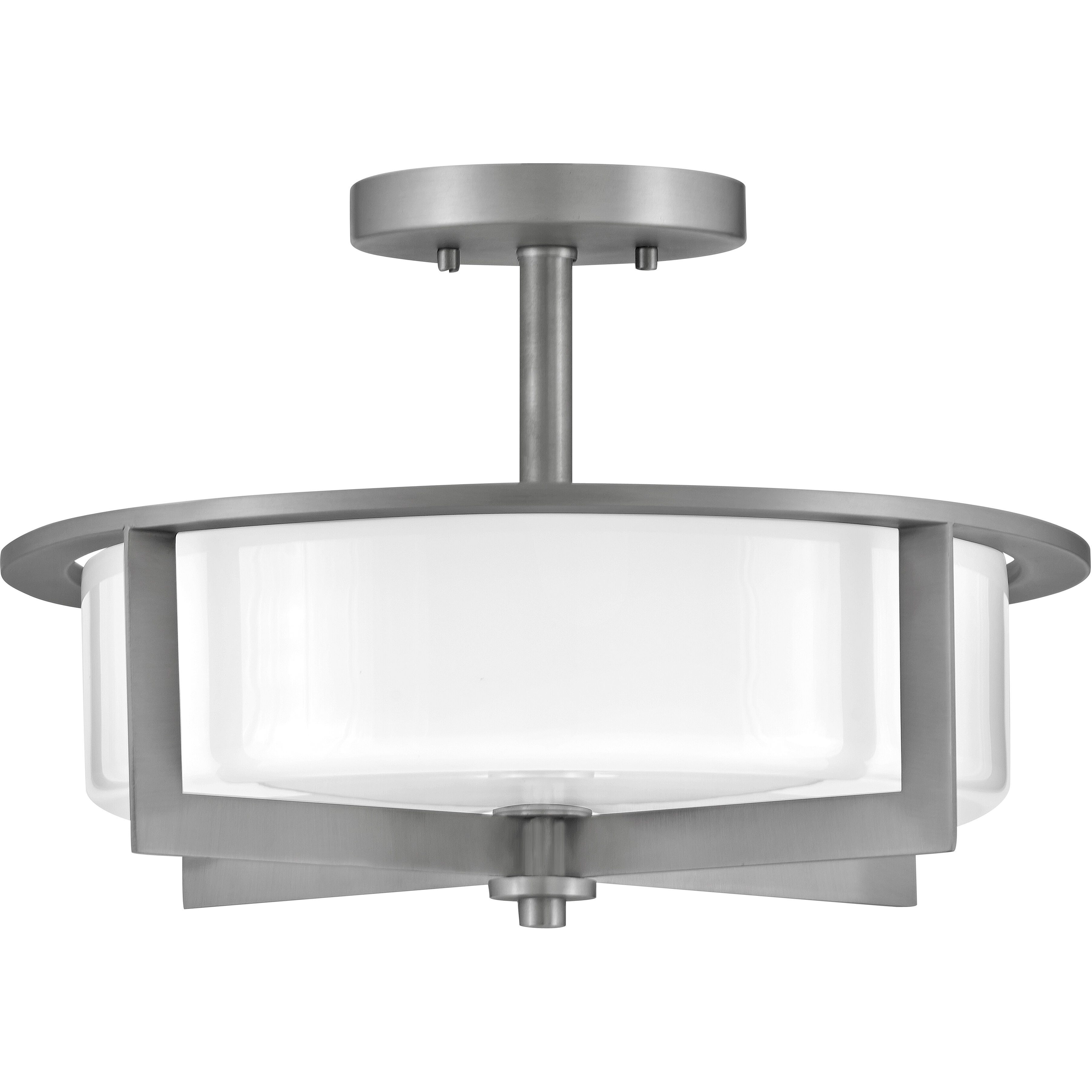Baxley 15.25 inch Antique Nickel Indoor Semi-Flush Mount Ceiling Light