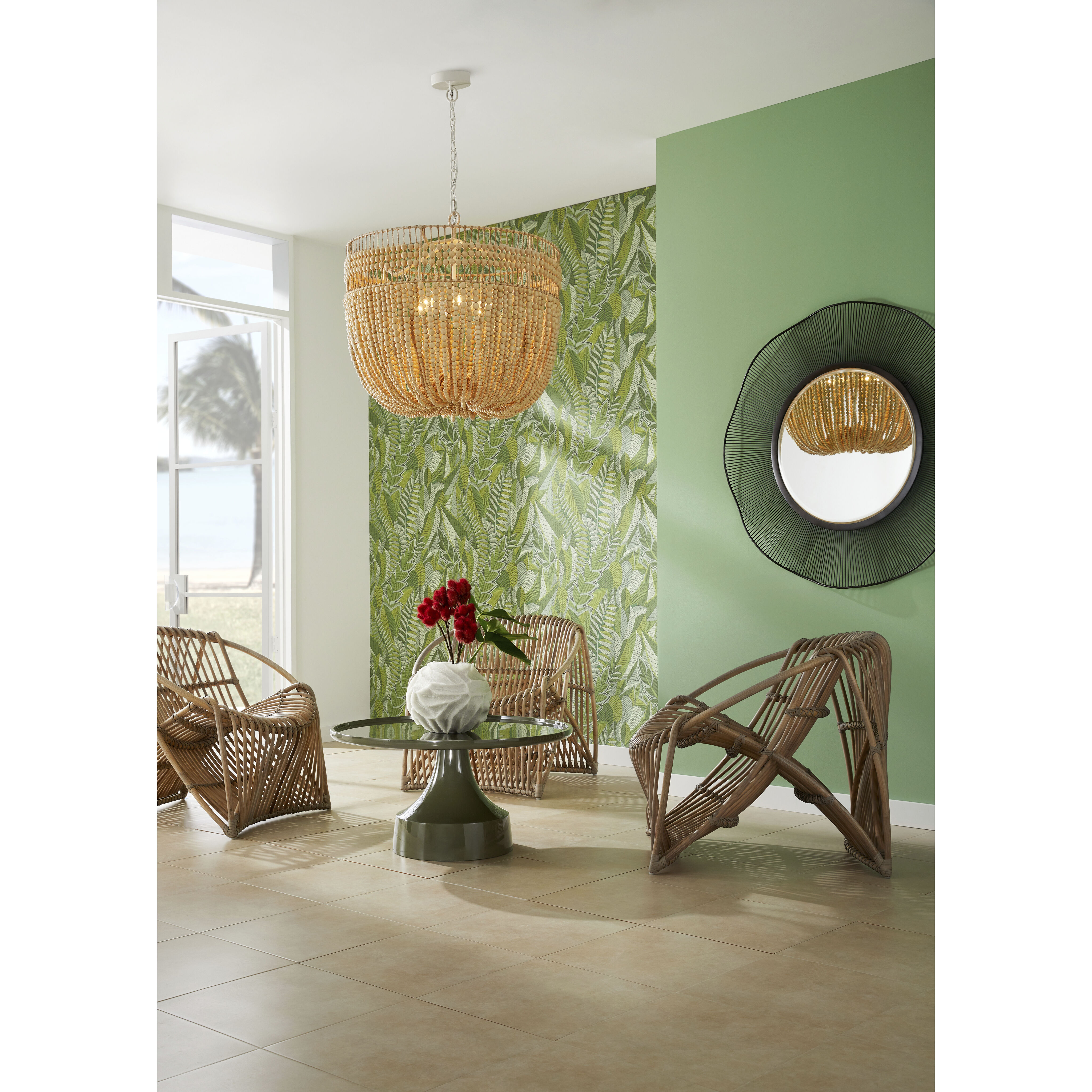 Nina 6 Light 28 inch Natural and White Chandelier Ceiling Light